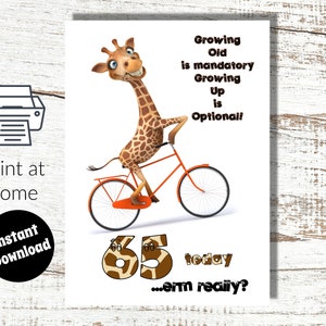 Téléchargement instantané et impression à la maison Carte de vœux numérique Giraffe Design