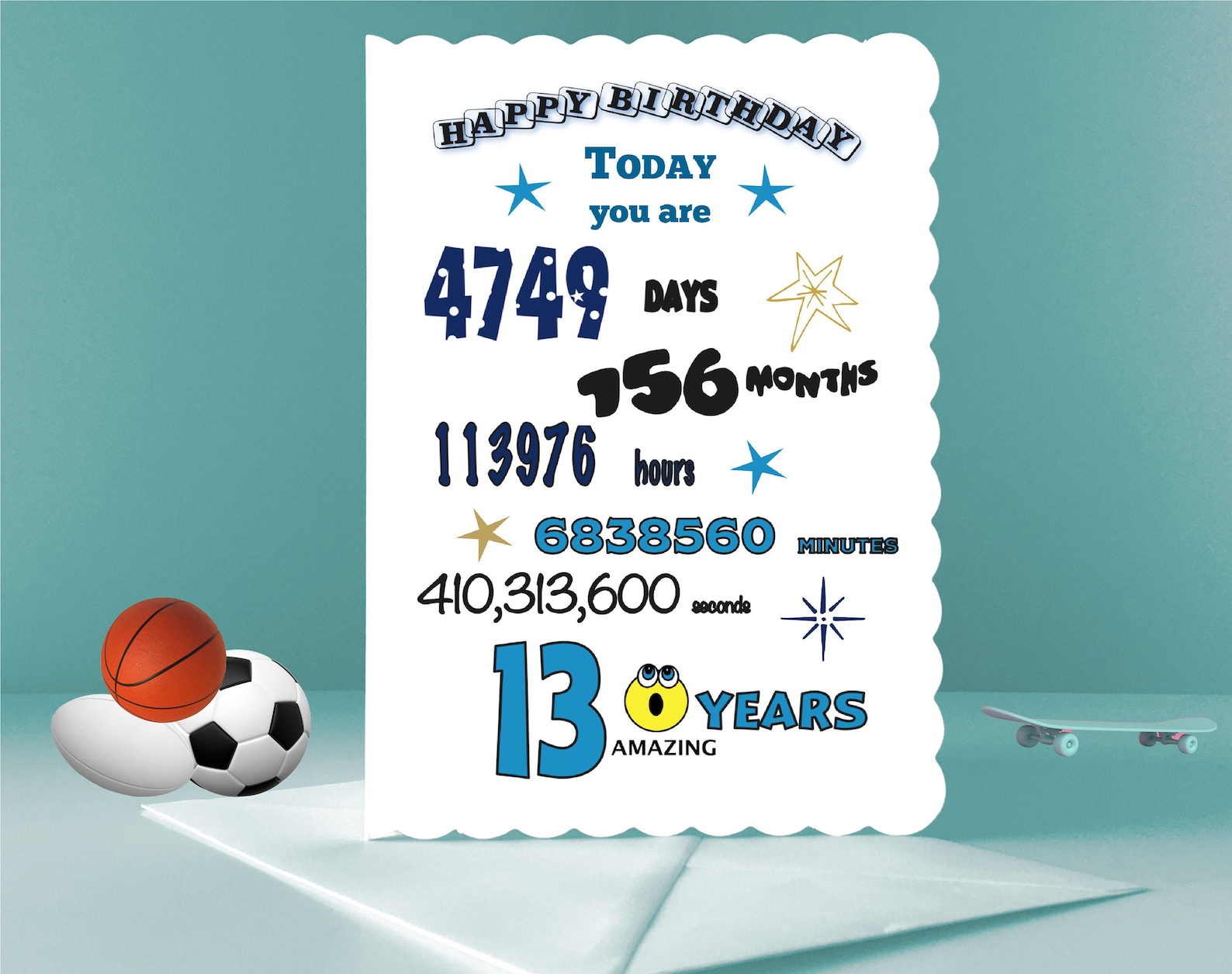 Handmade 13th Birthday Card teenager 13 years old for boy or Etsy