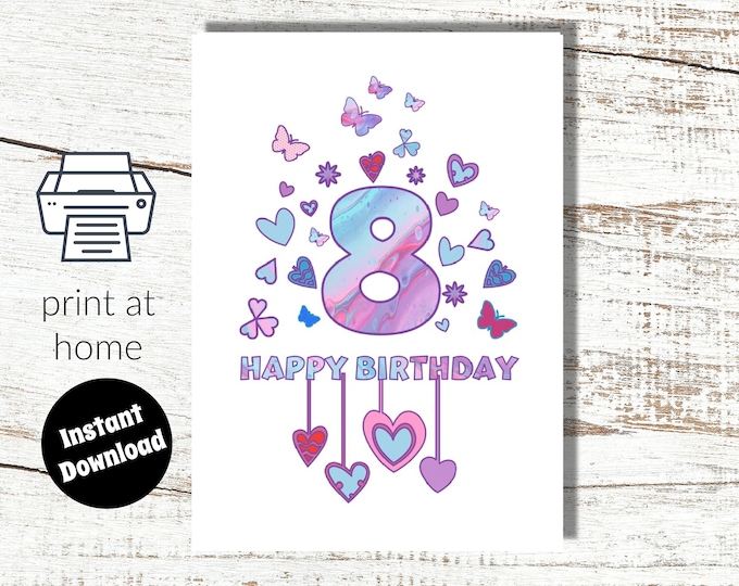 Unicorn Birthday Card, Printable Girls Birthday Card, Girls Birthday ...