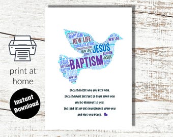 Thuis afdrukken doopkaart Instant Download - waterdoop afdrukbare digitale doopkaart christelijke doop doop voor volwassenen
