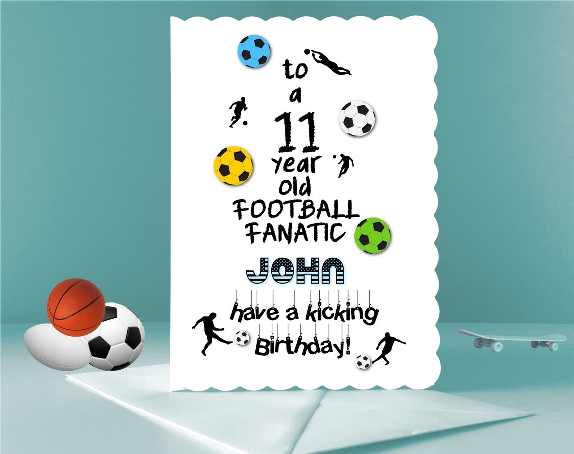 Personalised Handmade Birthday Card for the Football Fanatic for Ages