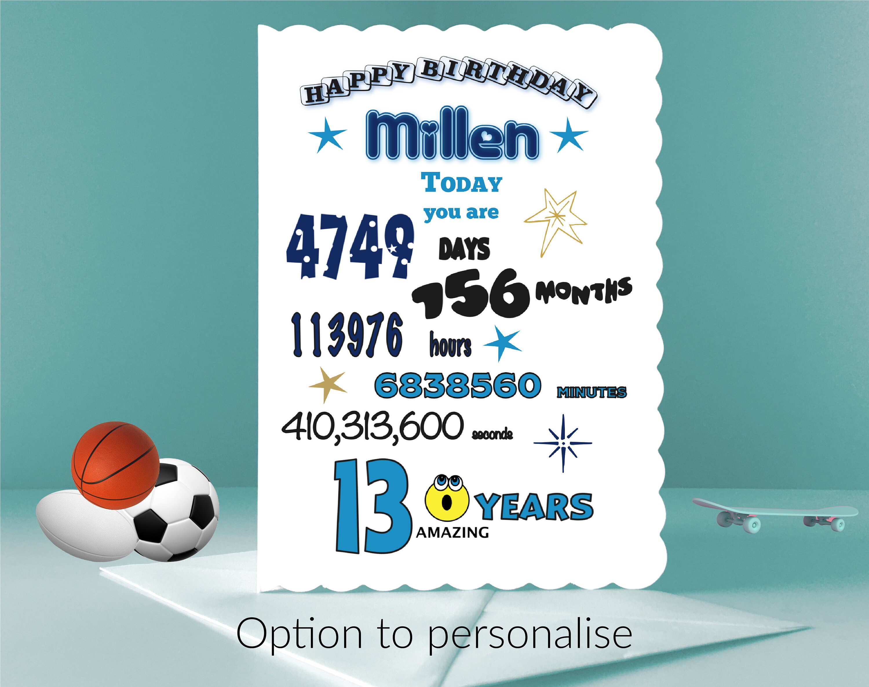 Handmade 13th Birthday Card teenager 13 years old for boy or | Etsy