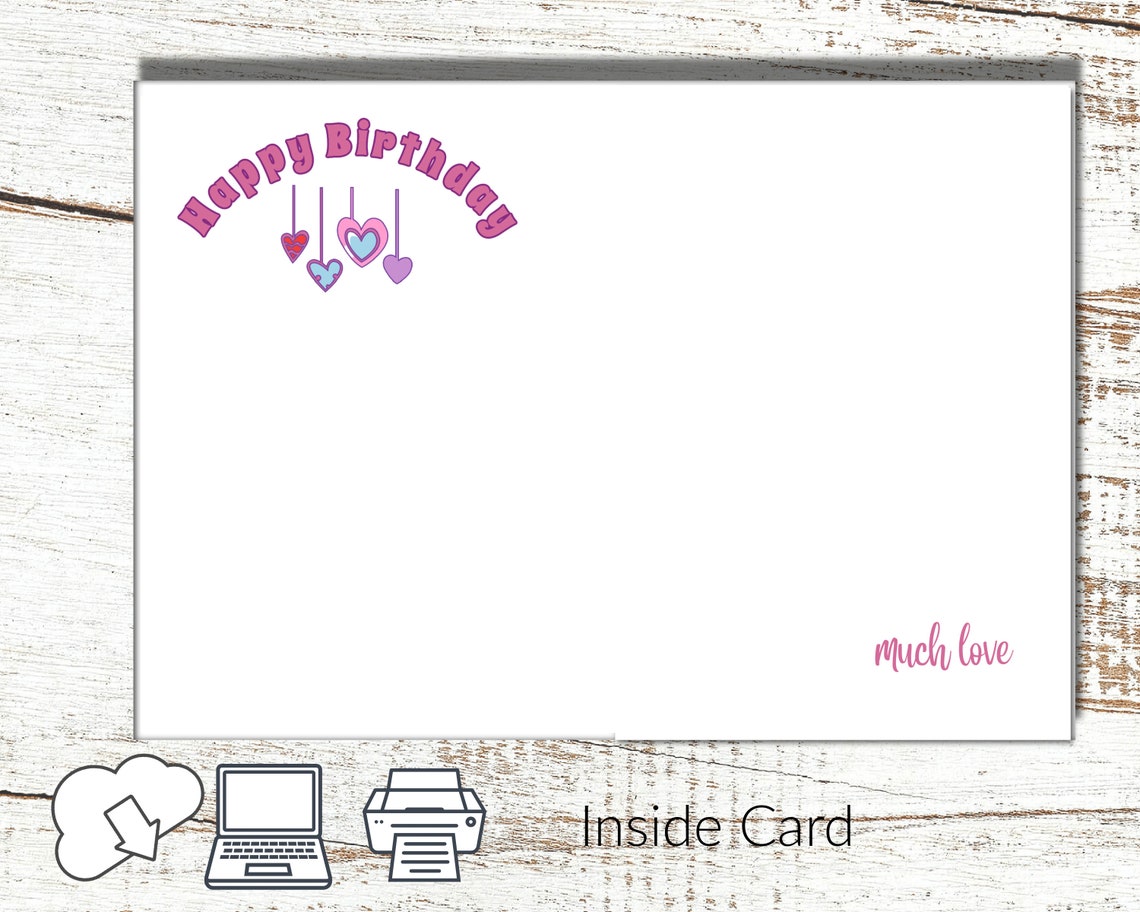 Instant Download and Print at Home Pink 8th Birthday Digital Card for ...
