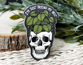 Plant Skull Sticker: Weatherproof Matte Vinyl Decal