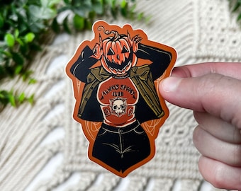 Pegatina del Club Siempre Espeluznante: Calcomanía impermeable de Chica Calabaza