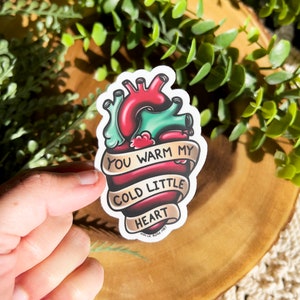 Hartsticker, You Warm My Cold Little Heart, tatoeagesticker, Amerikaans traditioneel hart, hartcadeaus, tatoeagecadeaus, kousen, kousen, tatoeages
