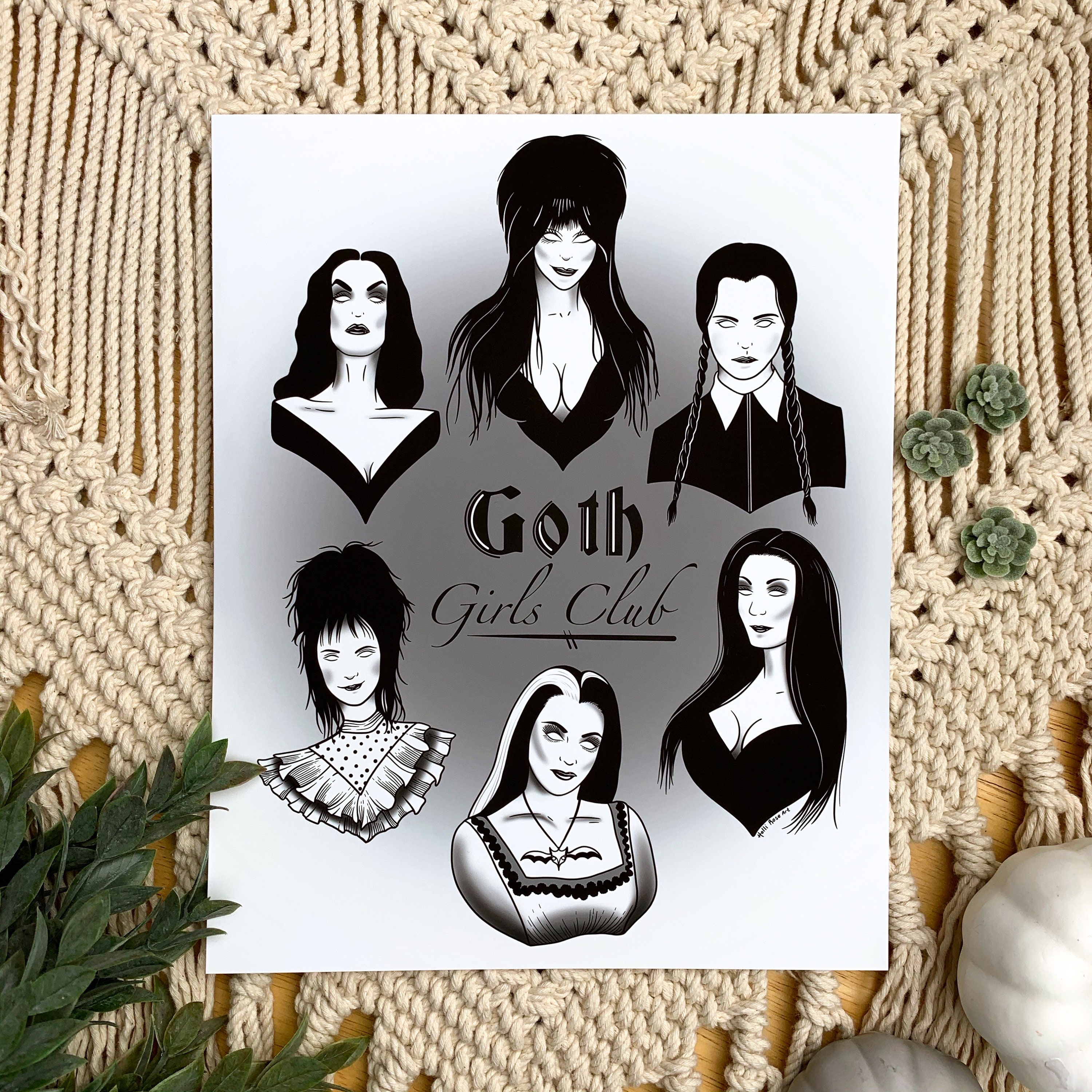 Goth Girls Club Goth Art Wednesday Addams Elvira Morticia Etsy