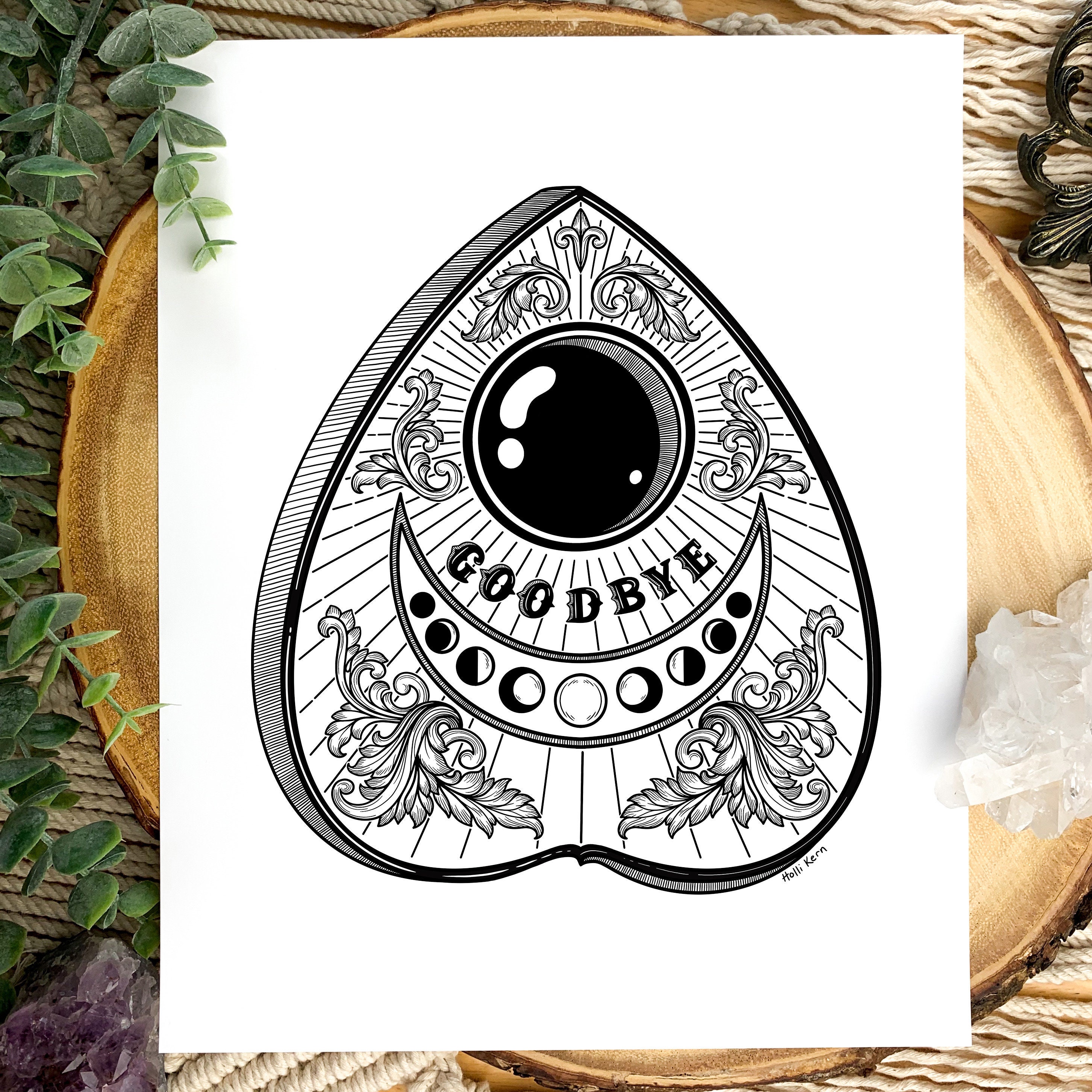 Ouija Planchette Print Ouija Art Planchette Wall Art Print Etsy