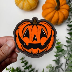 Happy Pumpkin Halloween Sticker, Spooky Cute Jack O Lantern