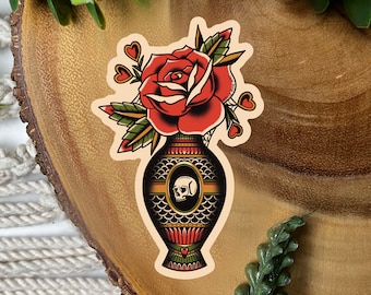 Rose Tattoo Print Shower Curtain | Vintage Traditional American