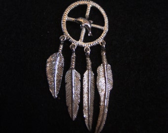 Native American Medicine Wheel with Dolphin - Sterling Silver Pin (or Tie Tack)