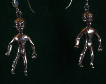 Alien Grey - Sterling Silver Dangle Earrings