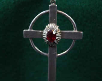 Celtic Cross - with stone - Sterling Silver Pendant