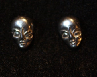 Alien Head  - Sterling Silver Stud Earrings