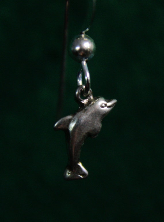 Tiny Dolphin Earring - Sterling Silver - image 1