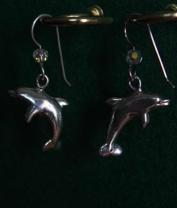 Dolphins  - Sterling Silver Dangle Earrings - image 2