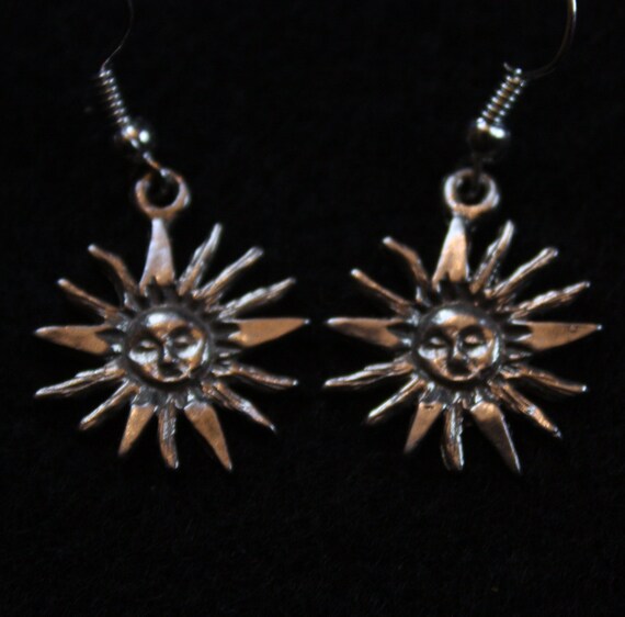 Sun wth Rays - Sterling Silver Dangle Earrings - image 2