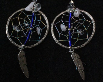 Native American Large Dream Catchers- Sterling Silver Dangle Earrings