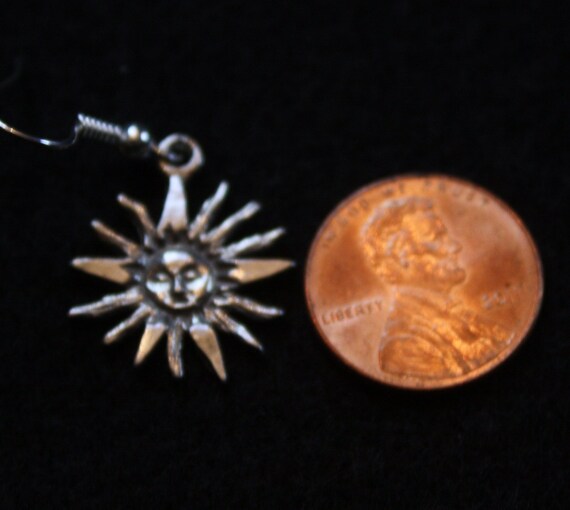 Sun wth Rays - Sterling Silver Dangle Earrings - image 5