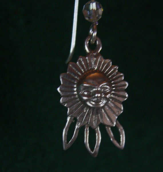 Sun with Rays - Sterling Silver Dangle Earrings - image 3