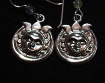 Sun Nepal Chakar - Sterling Silver Dangle Earrings