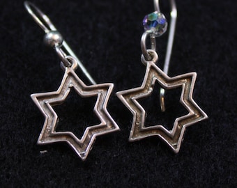 Star of David - Wide-  Sterling Silver Dangle Earrings