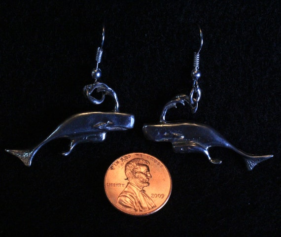 Whale and Baby Earrings - Sterling Silver - image 3