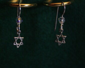Star of David - tiny - Sterling Silver Dangle Earrings