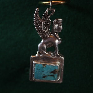 Egyptian Sphinx with Base - Sterling Silver Pendant