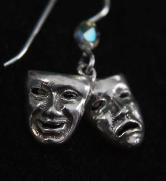 Comedy and Tragedy - Sterling Silver Dangle Earrin