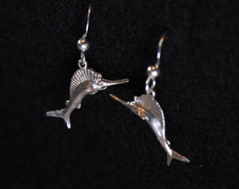 Sailfish Dangle Earrings - Sterling Silver