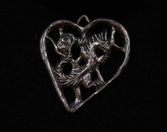 Heart Dragon -  Sterling Silver Pendant