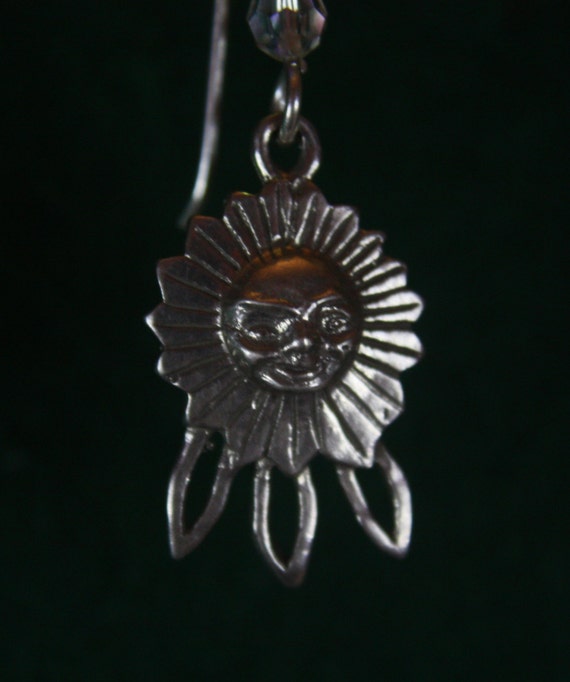Sun with Rays - Sterling Silver Dangle Earrings - image 2