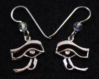 Egyptian Eye (small) - Sterling Silver Dangle Earrings