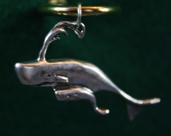 Whale and Baby Pendant - Sterling Silver