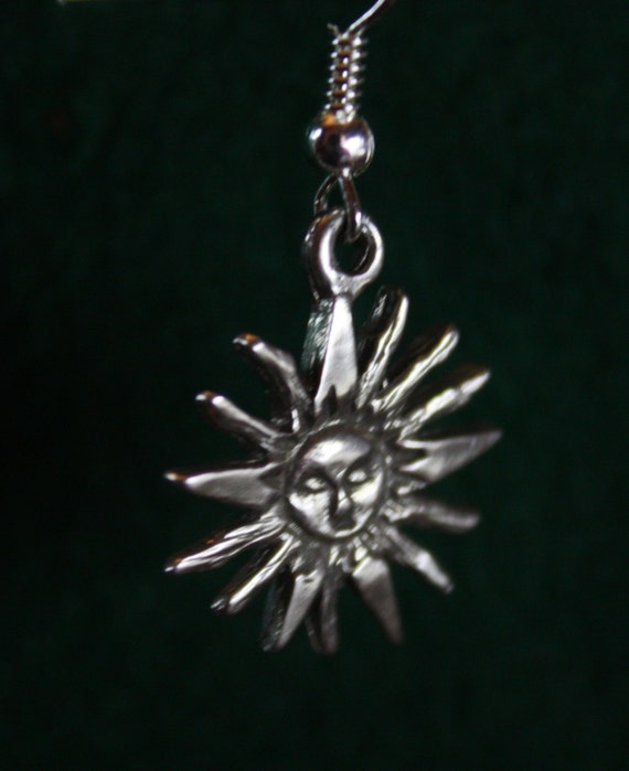 Sun wth Rays - Sterling Silver Dangle Earrings - image 3