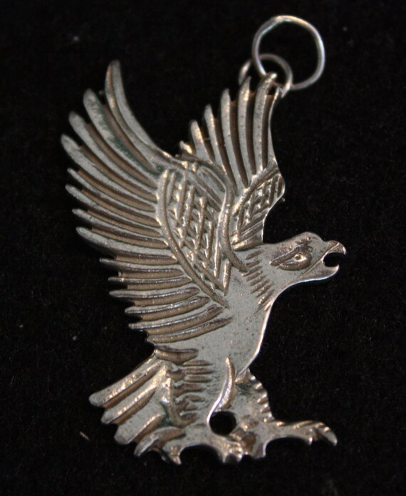 Flat Eagle - Sterling Silver Pendant - image 2