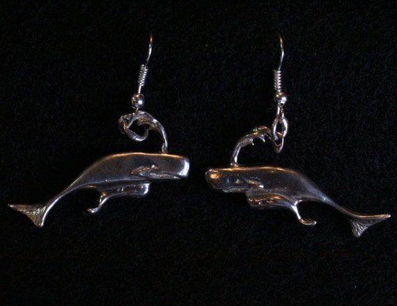 Whale and Baby Earrings - Sterling Silver - image 2