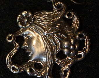 Lady with Curls - Sterling Silver Dangle Earrings