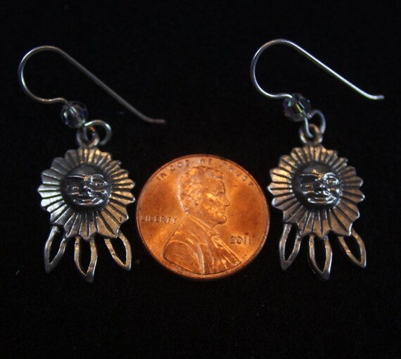 Sun with Rays - Sterling Silver Dangle Earrings - image 5