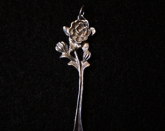 Long Stem Rose - Sterling Silver Pendant