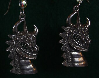 Dragon Head-  Sterling Silver Dangle Earrings