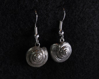 Hermit Crab Shell Dangle Earrings - Sterling Silver