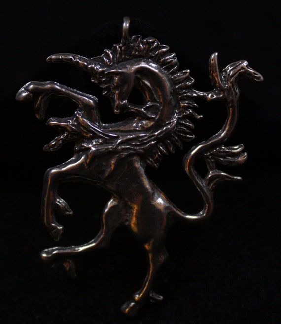 Large Unicorn Sterling Silver Pendant - image 4