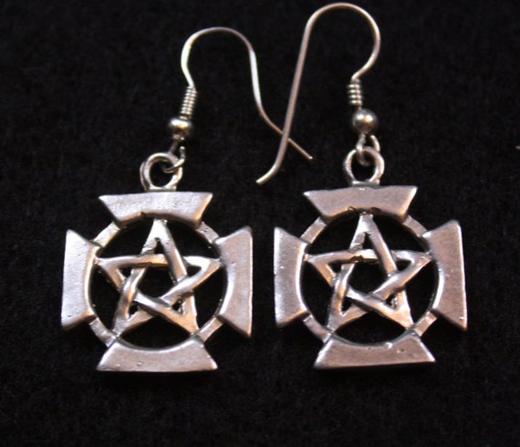 Celtic Pentagram - Sterling Silver DangleEarrings - image 1