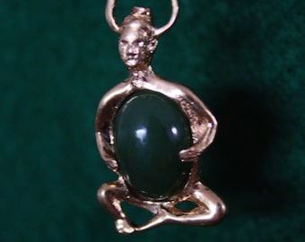Buddah - Gold Pendant with Stone