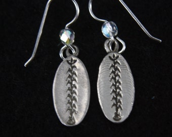 Native American Oval Corn Symbol - Sterling Silver Dangle Earrings