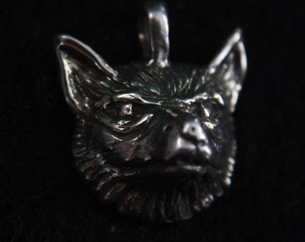 Wolf Head  - Sterling Silver Pendant