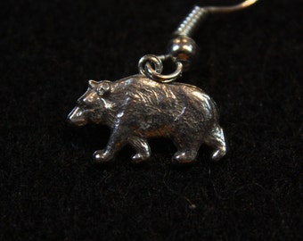 Walking Bear - Sterling Silver Dangle Earrings