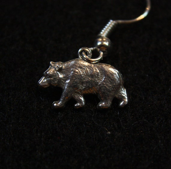 Walking Bear - Sterling Silver Dangle Earrings - image 1